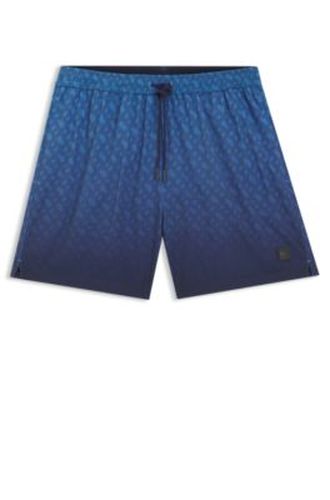 Short de bain à badge logoté et imprimé monogramme effet dégradé - Boss - Modalova