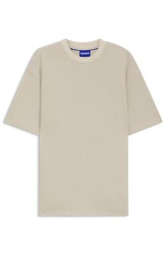T-shirt en jersey de coton avec patch logoté bleu - HUGO - Modalova