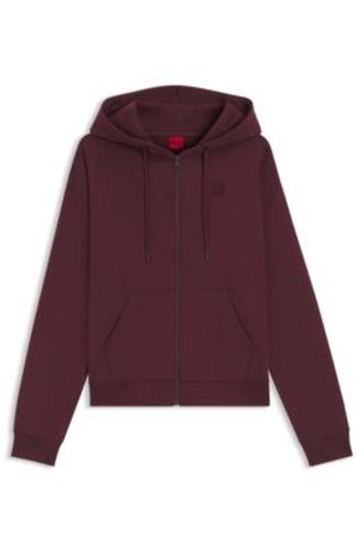 Sweat à capuche zippé en molleton de coton avec logo brodé revisité - HUGO - Modalova
