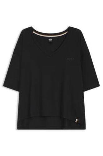 T-shirt Relaxed en jersey stretch à col V - Boss - Modalova