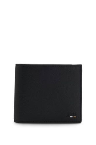Portefeuille en cuir grainé avec détail tricolore - Boss - Modalova