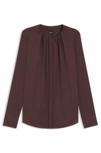 Chemisier Regular sans col en soie stretch - Boss - Modalova