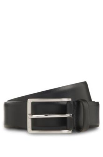 Ceinture en cuir italien avec boucle de couleur acier à logo gravé - Boss - Modalova