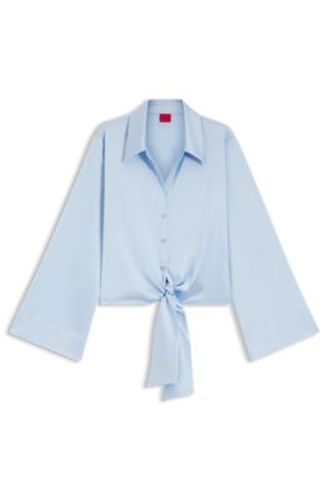 Chemisier coupe décontractée en satin stretch avec détail de cravate - HUGO - Modalova