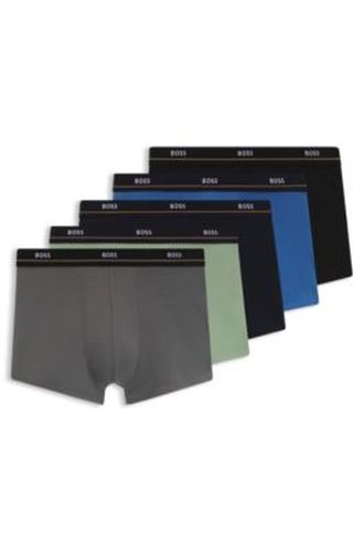 Lot de cinq boxers courts en coton stretch avec taille logotée - Boss - Modalova