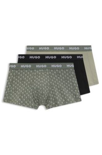 Lot de trois boxers courts en coton stretch avec taille logotée - HUGO - Modalova
