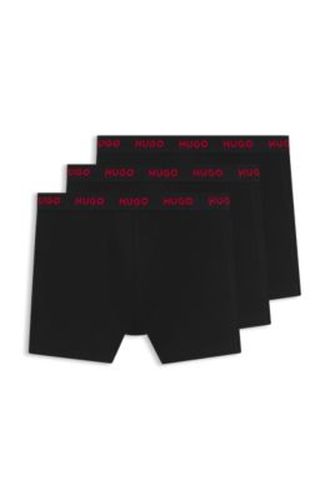 Lot de trois boxers longs à logo en coton stretch - HUGO - Modalova