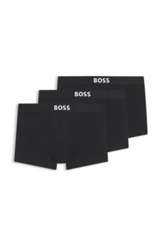 Lot de trois boxers courts en coton stretch avec taille logo - Boss - Modalova