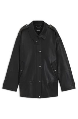 Blouson de motard long en cuir - Boss - Modalova