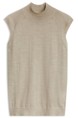 Pull en laine mérinos sans manches à col montant - Boss - Modalova