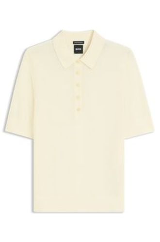 Pull en laine mérinos à col polo et à manches courtes - Boss - Modalova