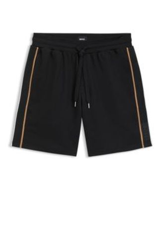 Short en molleton de coton avec bandes et cordon de serrage - Boss - Modalova