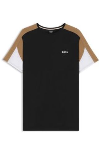 T-shirt de pyjama en coton mélangé à empiècements contrastants - Boss - Modalova