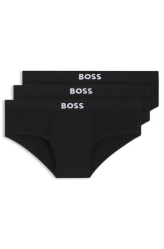 Lot de trois slips taille basse en coton stretch - Boss - Modalova