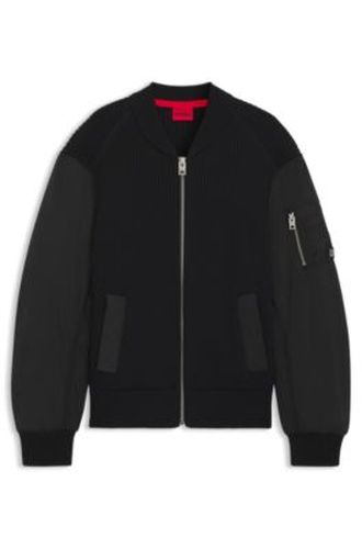 Veste en maille avec manches contrastantes - HUGO - Modalova
