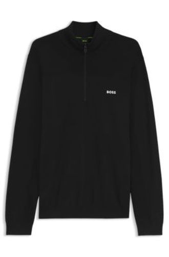 Pull en laine vierge mélangée à encolure zippée et logo - Boss - Modalova