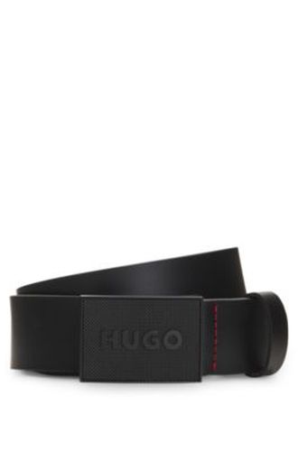 Ceinture en cuir italien avec boucle plate à logo - HUGO - Modalova