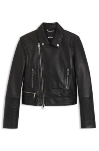 Blouson de motard Regular en cuir - Boss - Modalova