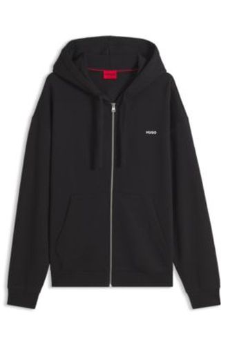Sweat à capuche zippé en molleton de coton avec logo imprimé - HUGO - Modalova
