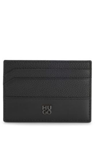 Porte-cartes en cuir à logo revisité - HUGO - Modalova