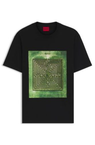 T-shirt en jersey de coton à imprimé labyrinthe - HUGO - Modalova