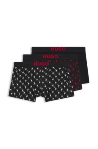 Lot de trois boxers courts en coton stretch avec taille logotée - HUGO - Modalova