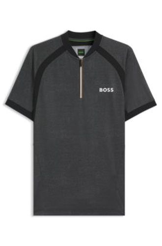 Polo Slim en jersey mesh à encolure zippée - Boss - Modalova