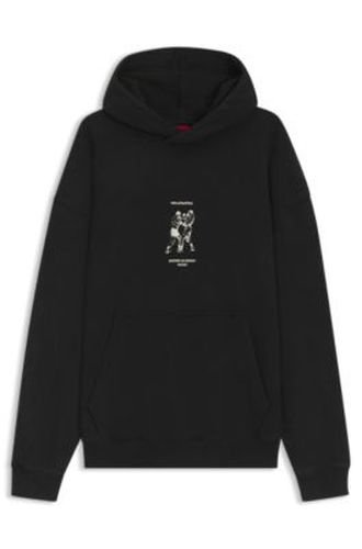 Sweat à capuche en molleton de coton avec motif boxe - HUGO - Modalova