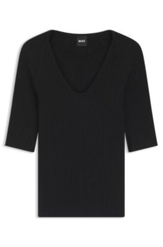 T-shirt en maille structurée avec finitions boutonnées ton sur ton - Boss - Modalova