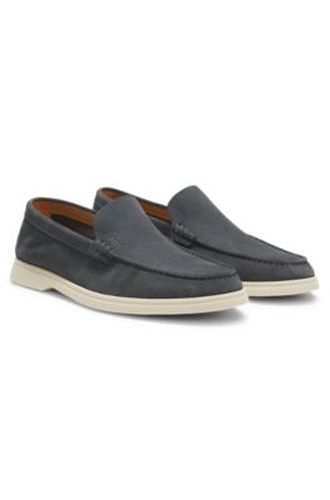 Mocassins en cuir suédé avec logo emé - Boss - Modalova