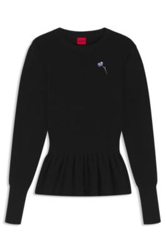 Pull en coton avec broche à fleurs amovible - HUGO - Modalova