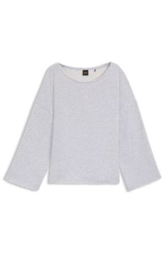 Sweat ample en coton mélangé à bords bruts - Boss - Modalova