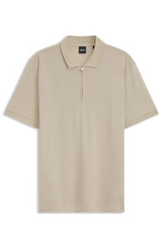 Polo en coton mélangé avec patte zippée - Boss - Modalova