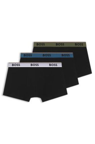 Lot de trois boxers courts en coton avec taille logotée - Boss - Modalova