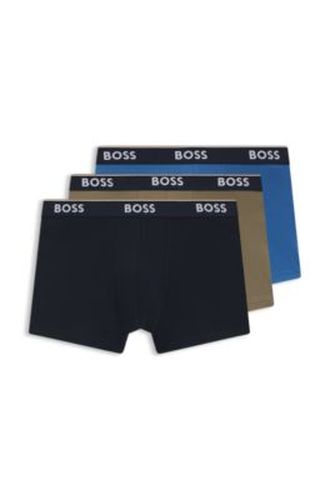 Lot de trois boxers courts en coton stretch avec taille logotée - Boss - Modalova