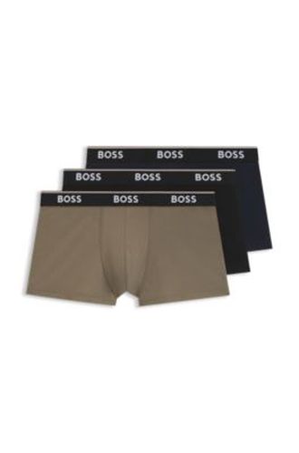 Lot de trois boxers courts en coton avec taille logotée - Boss - Modalova