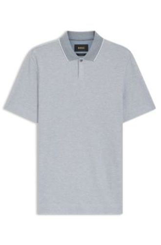 Polo en soie et coton à la structure tricolore - Boss - Modalova