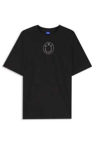 T-shirt Oversize en coton avec logo Happy à strass - HUGO - Modalova