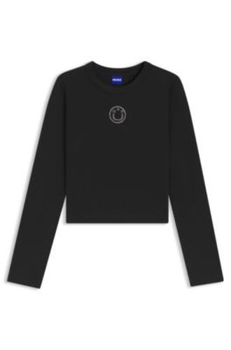 Top en coton stretch avec logo Happy en strass - HUGO - Modalova