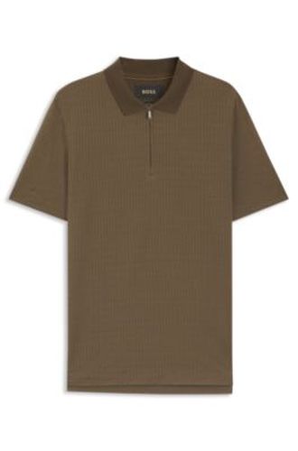 Polo à encolure zippée en coton et soie - Boss - Modalova