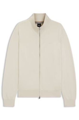 Cardigan en maille de coton avec logo brodé - Boss - Modalova