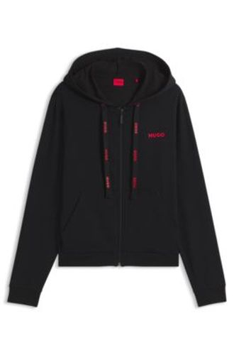Sweat à capuche zippé en coton mélangé avec logos - HUGO - Modalova