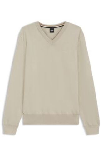 Pull à col V en coton - Boss - Modalova