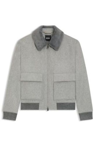 Manteau en mohair-cachemire avec col en fourrure synthétique - Boss - Modalova