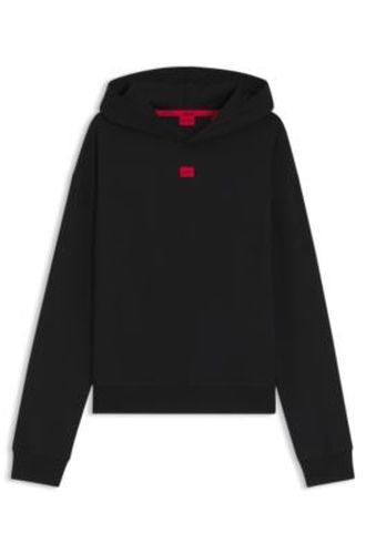 Sweat à capuche en jersey stretch avec étiquette logo rouge - HUGO - Modalova