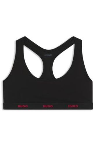 Brassière en coton stretch à logos - HUGO - Modalova