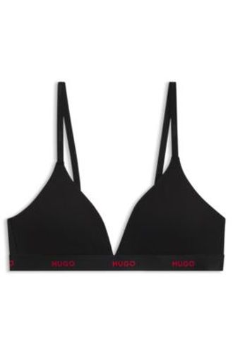 Soutien-gorge triangle en coton stretch avec bande logotée - HUGO - Modalova