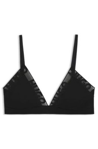 Soutien-gorge triangle en coton stretch avec bordures logotées - HUGO - Modalova