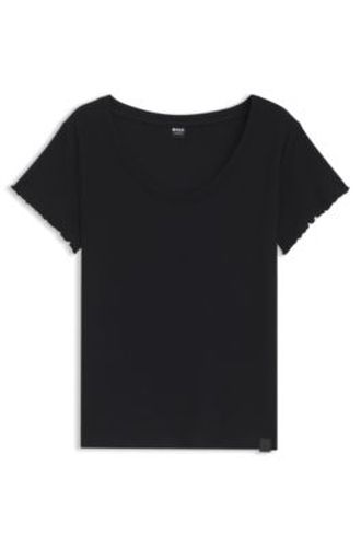 T-shirt de pyjama en coton mélangé à la structure gaufrée - Boss - Modalova