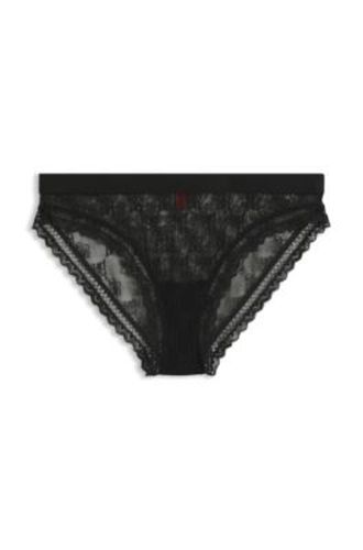 Slip en dentelle avec taille logotée - HUGO - Modalova